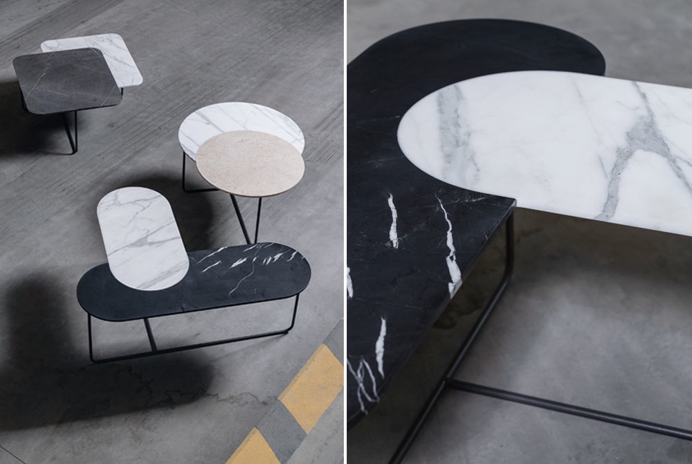 Blending Marble side tables 
in cooperation with
Breitwieser Stone 2019
marble&metal legs
photo: Felix Hohagen
